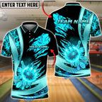 BlueJose Bowling And Pins Flaming Fireball Claw Strike Customized Name, Team Name 3D Shirt (4 Colors)