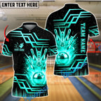 BlueJose Bowling And Pins Luxury Golden Strike Customized Name, Team Name 3D Shirt (6 Colors)