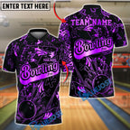 BlueJose Bowling And Pins Pro Black Gold Splatter Customized Name, Team Name 3D Shirt (6 Colors)