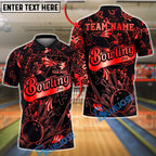 BlueJose Bowling And Pins Pro Black Gold Splatter Customized Name, Team Name 3D Shirt (6 Colors)
