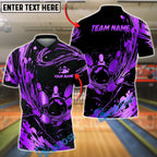 BlueJose Bowling And Pins Abstract Gold Water Splash Customized Name, Team Name 3D Shirt (6 Colors)