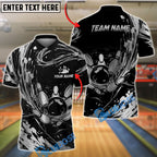 BlueJose Bowling And Pins Abstract Gold Water Splash Customized Name, Team Name 3D Shirt (6 Colors)