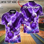 BlueJose Bowling & Pins Majestic Eagle Lightning Customized Name, Team Name 3D Shirt (4 Colors)