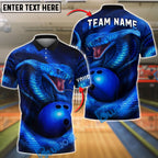 BlueJose Bowling And Pins Cobra Snake Design Customized Name, Team Name 3D Shirt (4 Colors)