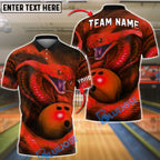 BlueJose Bowling And Pins Cobra Snake Design Customized Name, Team Name 3D Shirt (4 Colors)