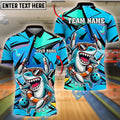 BlueJose Bowling And Pins Shark Graffiti Splash Customized Name 3D Shirt (4 Colors)
