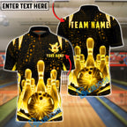 BlueJose Bowling & Pins Neon Glow Pins Grid Customized Name, Team Name 3D Shirt (6 Colors)