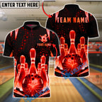 BlueJose Bowling & Pins Neon Glow Pins Grid Customized Name, Team Name 3D Shirt (6 Colors)