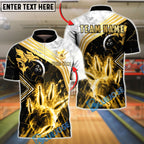BlueJose Bowling & Pins Gold Marble Smoke Luxury Customized Name, Team Name 3D Shirt (6 Colors)