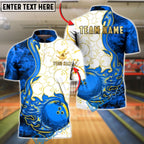 BlueJose Bowling & Pins Artistic Swirl Fire White Pattern Customized Name, Team Name 3D Shirt (4 Colors)