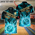 BlueJose Bowling & Pins Molten Lava Magma Design Customized Name, Team Name 3D Shirt (4 Colors)