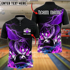 BlueJose Bowling And Pins Snake Cobra Fire Strike Aggressive Graphic Customized Name, Team Name 3D Shirt (4 Colors)