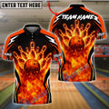 BlueJose Bowling And Pins Fire Strike Ball Explosion Pins Power Graphic Customized Name, Team Name 3D Shirt (4 Colors)
