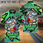 BlueJose Bowling And Pins Cartoon Shark Strike Fun Game Graphic Customized Name, Team Name 3D Shirt (4 Colors)