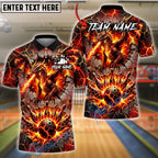 BlueJose Bowling And Pins Lava Dragon Fire Breath Explosion Strike Graphic Customized Name, Team Name 3D Shirt (4 Colors)