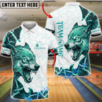 BlueJose Bowling And Pins Wolf Fierce Ice Animal Graphic Customized Name, Team Name 3D Shirt (4 Colors)