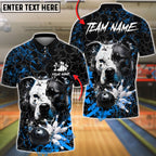 BlueJose Bowling & Pins Pitbull Strike Power Splash Customized Name, Team Name 3D Shirt (4 Colors)
