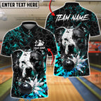 BlueJose Bowling & Pins Pitbull Strike Power Splash Customized Name, Team Name 3D Shirt (4 Colors)
