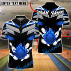 BlueJose Bowling & Pins Fire Ball Strike Black Customized Name, Team Name 3D Shirt (4 Colors)