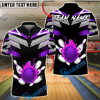 BlueJose Bowling & Pins Fire Ball Strike Black Customized Name, Team Name 3D Shirt (4 Colors)