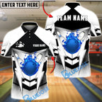 BlueJose Bowling & Pins Lightning Strike Fire Ball Graphic Customized Name, Team Name 3D Shirt (4 Colors)