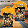 BlueJose Bowling Skull Beer Barrel Dark Humor Graphic Personalized Name, Team Name 3D Shirt