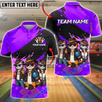 BlueJose Bowling Gangster Cat Crew Customized Name, Team Name 3D Shirt (4 Colors)