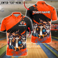 BlueJose Bowling Gangster Cat Crew Customized Name, Team Name 3D Shirt (4 Colors)