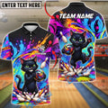 BlueJose Bowling Graffiti Color Splash Black Cat Customized Name, Team Name 3D Shirt