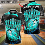 BlueJose Bowling & Pins Lightning Ball Electric Strike Customized Name, Team Name 3D Shirt (4 Colors)
