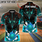 BlueJose Bowling And Pins Fiery Tiger & Striking Customized Name, Team Name 3D Shirt (4 Colors)
