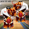 BlueJose Bowling & Pins Fire Storm Strike Customized Name, Team Name 3D Shirt (4 Colors)