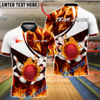 BlueJose Bowling & Pins Fire Storm Strike Customized Name, Team Name 3D Shirt (4 Colors)