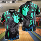 BlueJose Bowling And Pins Grunge Bowling Ball Team Style Customized Name, Team Name 3D Shirt (6 Colors)
