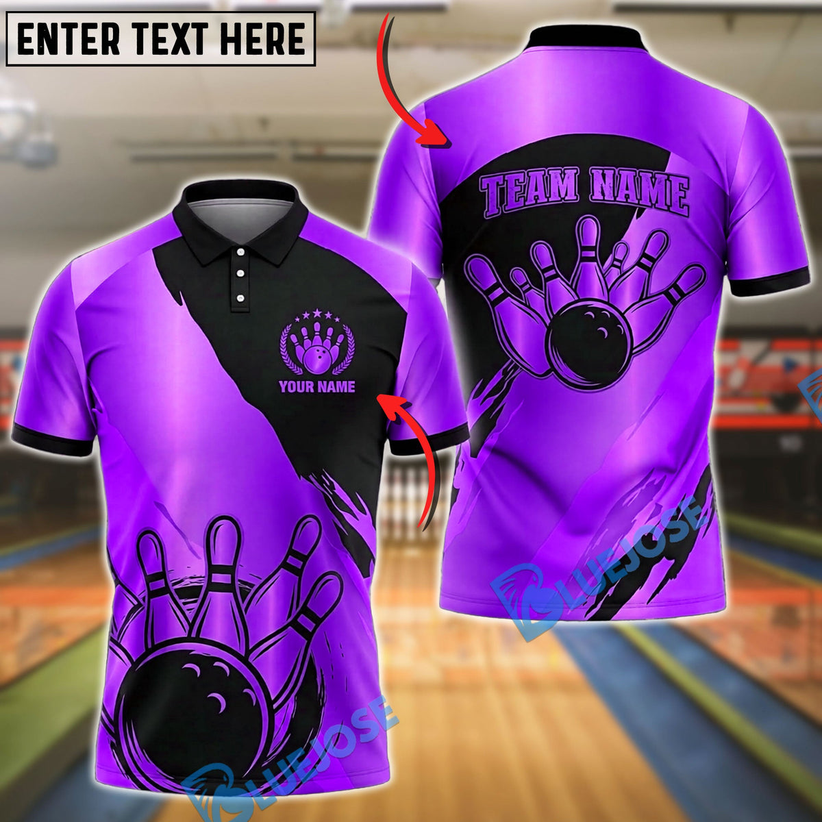 BlueJose Bowling And Pins Vintage Bowling Strike Graphic Customized Name, Team Name 3D Shirt (6 Colors)