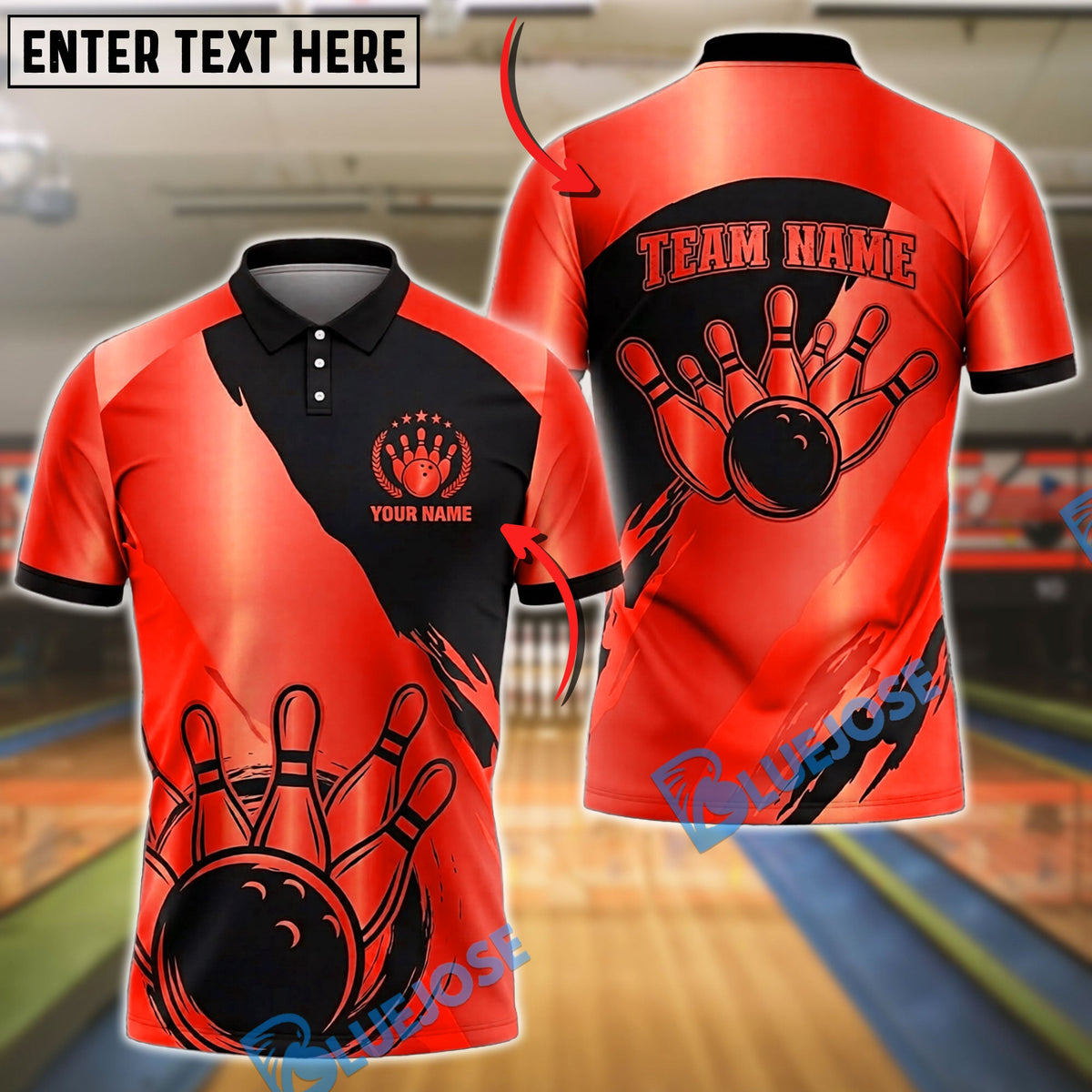 BlueJose Bowling And Pins Vintage Bowling Strike Graphic Customized Name, Team Name 3D Shirt (6 Colors)