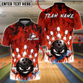BlueJose Bowling And Pins Flame Angry Ball Customized Name, Team Name 3D Shirt (4 Colors)