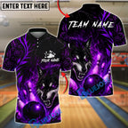 BlueJose Bowling And Pins Flame Flower Wolf Customized Name, Team Name 3D Shirt (4 Colors)