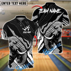 BlueJose Bowling Angry Elephant Claw Slash Pattern Customized Name, Team Name 3D Shirt (4 Colors)