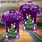 BlueJose Bowling And Pins Christmas Tree Holiday Snow Customized Name, Team Name 3D Shirt (4 Colors)