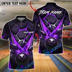 BlueJose Bowling And Pins Copper Hexagon Pattern Customized Name, Team Name 3D Shirt (4 Colors)