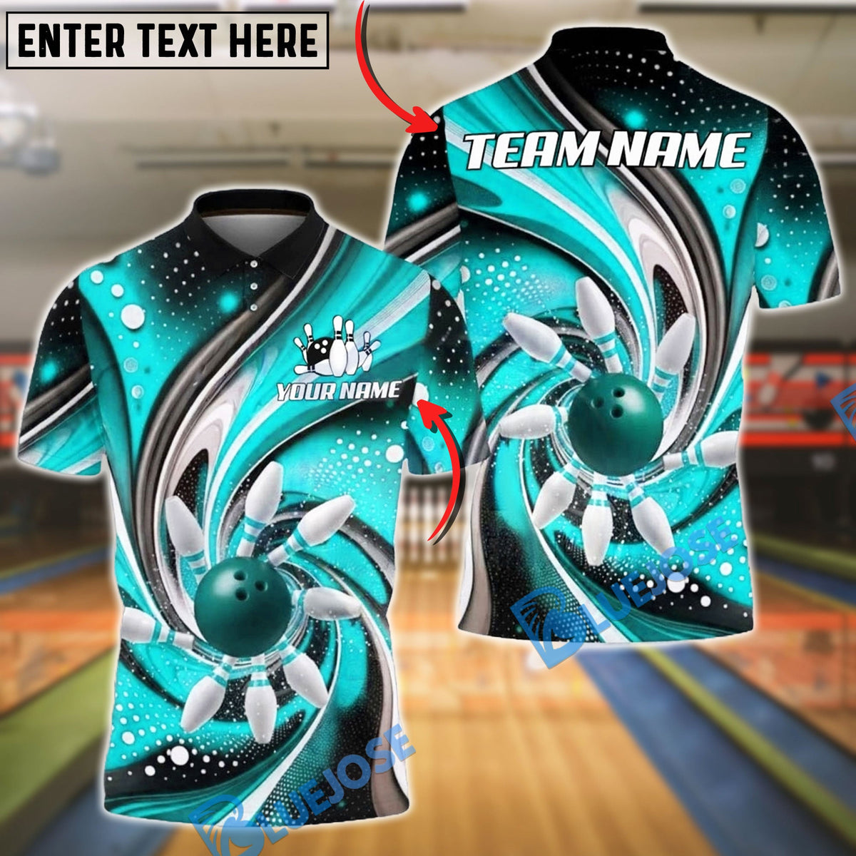 BlueJose Bowling And Pins Industrial Strike Explosion 3D Design Customized Name, Team Name 3D Shirt (4 Colors)