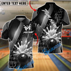 BlueJose Bowling And Pin Gold Metallic Luxury Pattern Customized Name, Team Name 3D Shirt (6 Colors)
