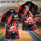 BlueJose Bowling And Pin Gold Metallic Luxury Pattern Customized Name, Team Name 3D Shirt (6 Colors)
