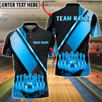 BlueJose Bowling And Pin Geometric Gold Black Pattern with Realistic Bowling Ball 3D Design Customized Name, Team Name 3D Shirt (6 Colors)