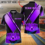 BlueJose Bowling And Pin Geometric Gold Black Pattern with Realistic Bowling Ball 3D Design Customized Name, Team Name 3D Shirt (6 Colors)