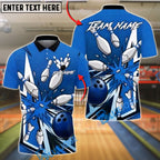 BlueJose Bowling And Pins Comic Pop-Art Strike Customized Name, Team Name 3D Shirt (4 Colors)