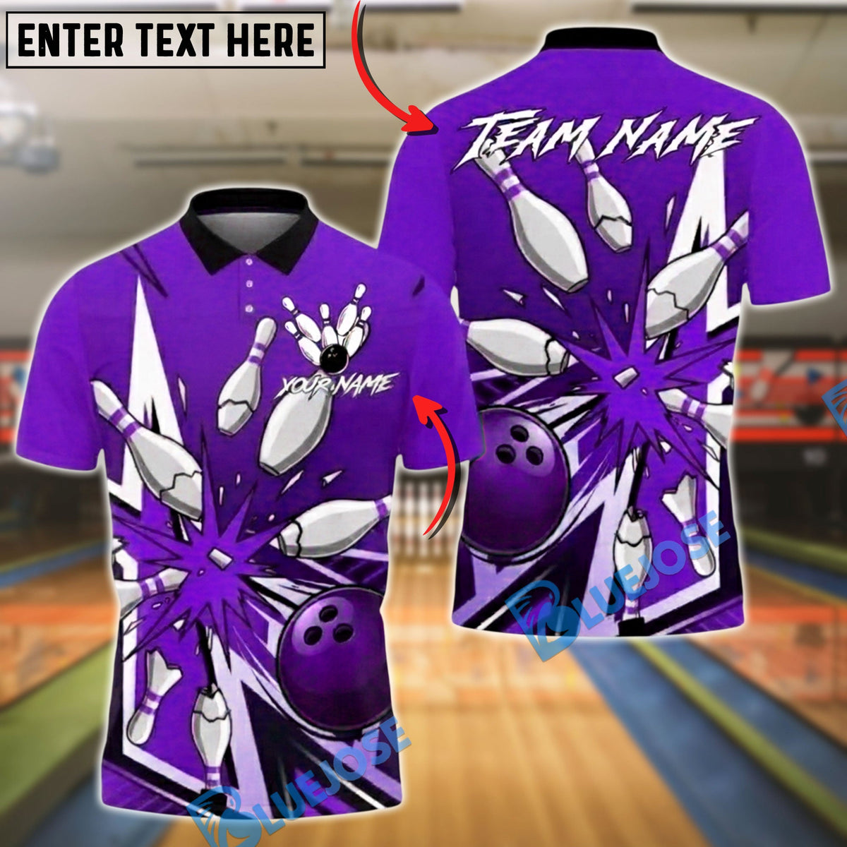 BlueJose Bowling And Pins Comic Pop-Art Strike Customized Name, Team Name 3D Shirt (4 Colors)