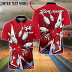 BlueJose Bowling And Pins Comic Pop-Art Strike Customized Name, Team Name 3D Shirt (4 Colors)