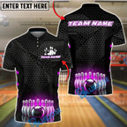 BlueJose Bowling Black Hexagon Tech Pattern Customized Name, Team Name 3D Shirt (4 Colors)